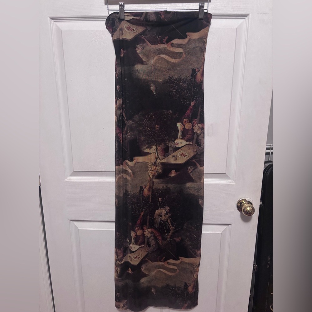 Zara Hieronymus Bosch Ship of Fools mesh strapless dress M